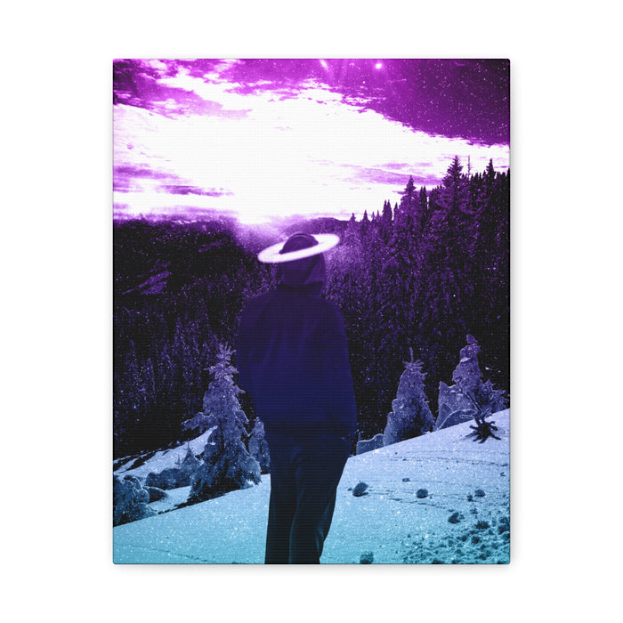 Winter Aurora Light Snowy Forest Canvas Art | Northern Lights Arctic Landscape Wall Decor