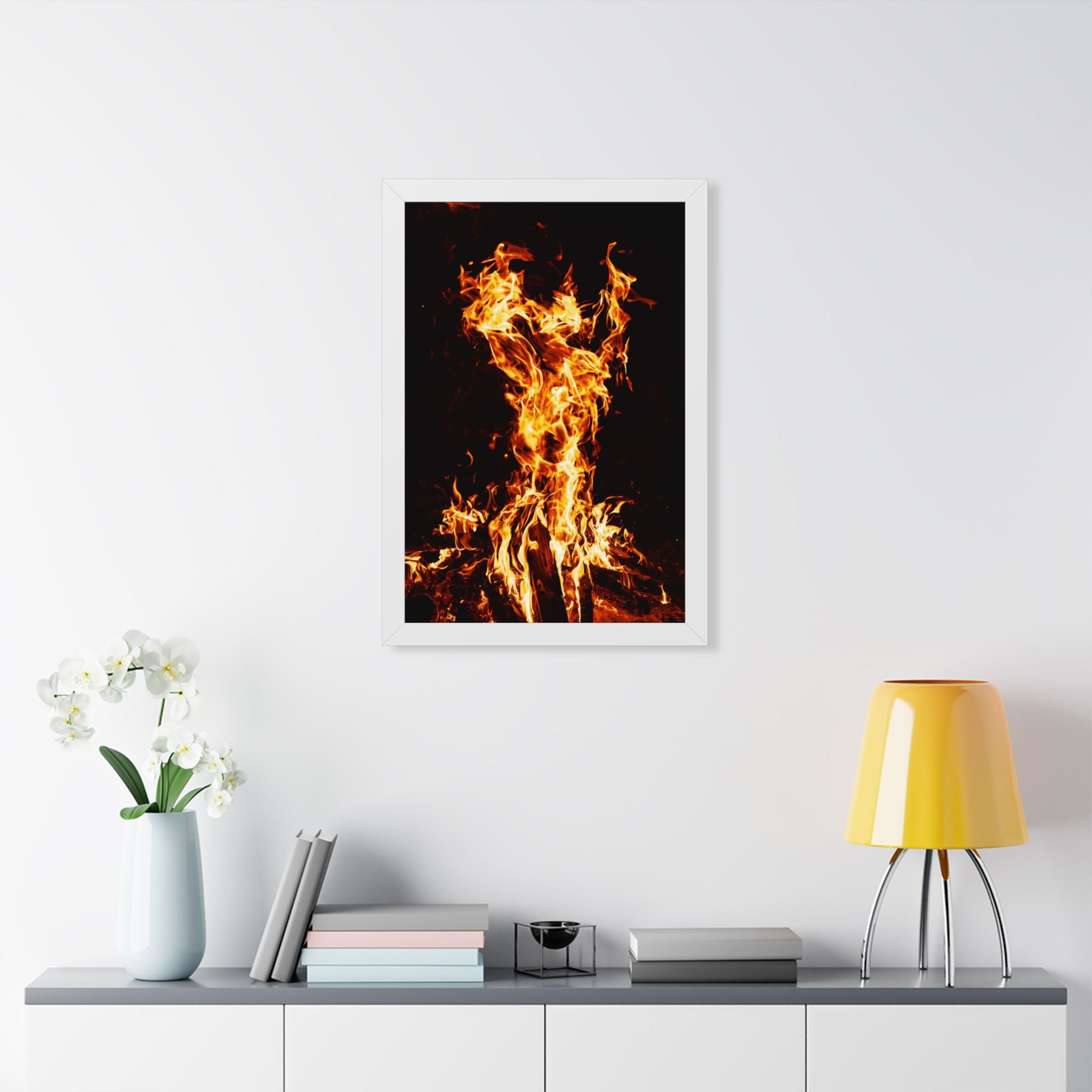 Phoenix Fire Framed Poster - Mythical Fire Bird Wall Art