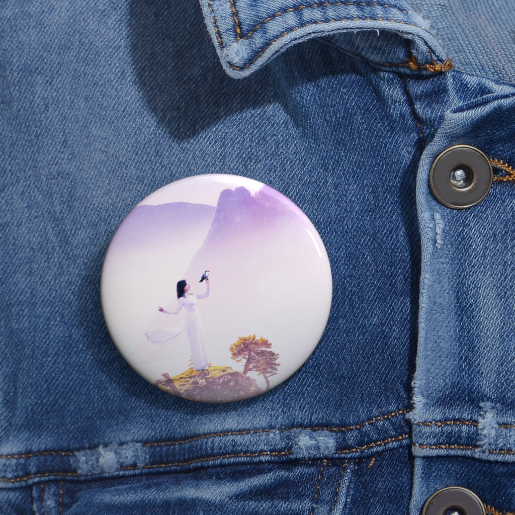 Mountain Spirit Pin - Fog Landscape Art Button