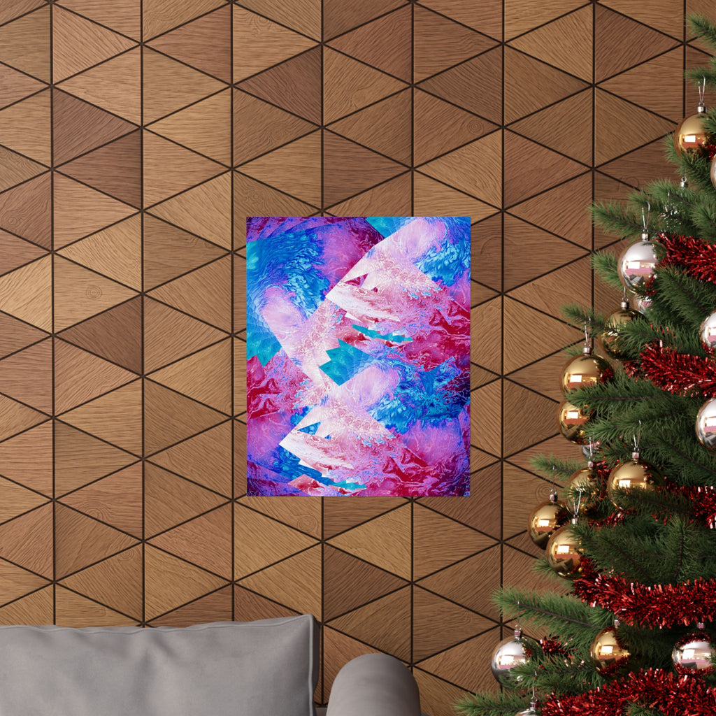 Trippy pink and blue Fractal Matte Poster Print