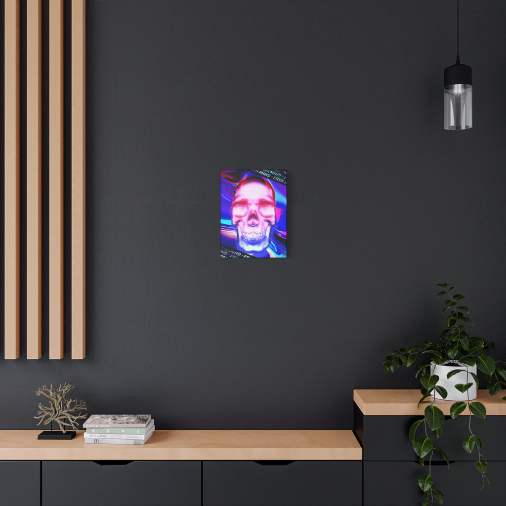 Free Your Mind Canvas Wall Art - Psychedelic Skull Portrait Decor