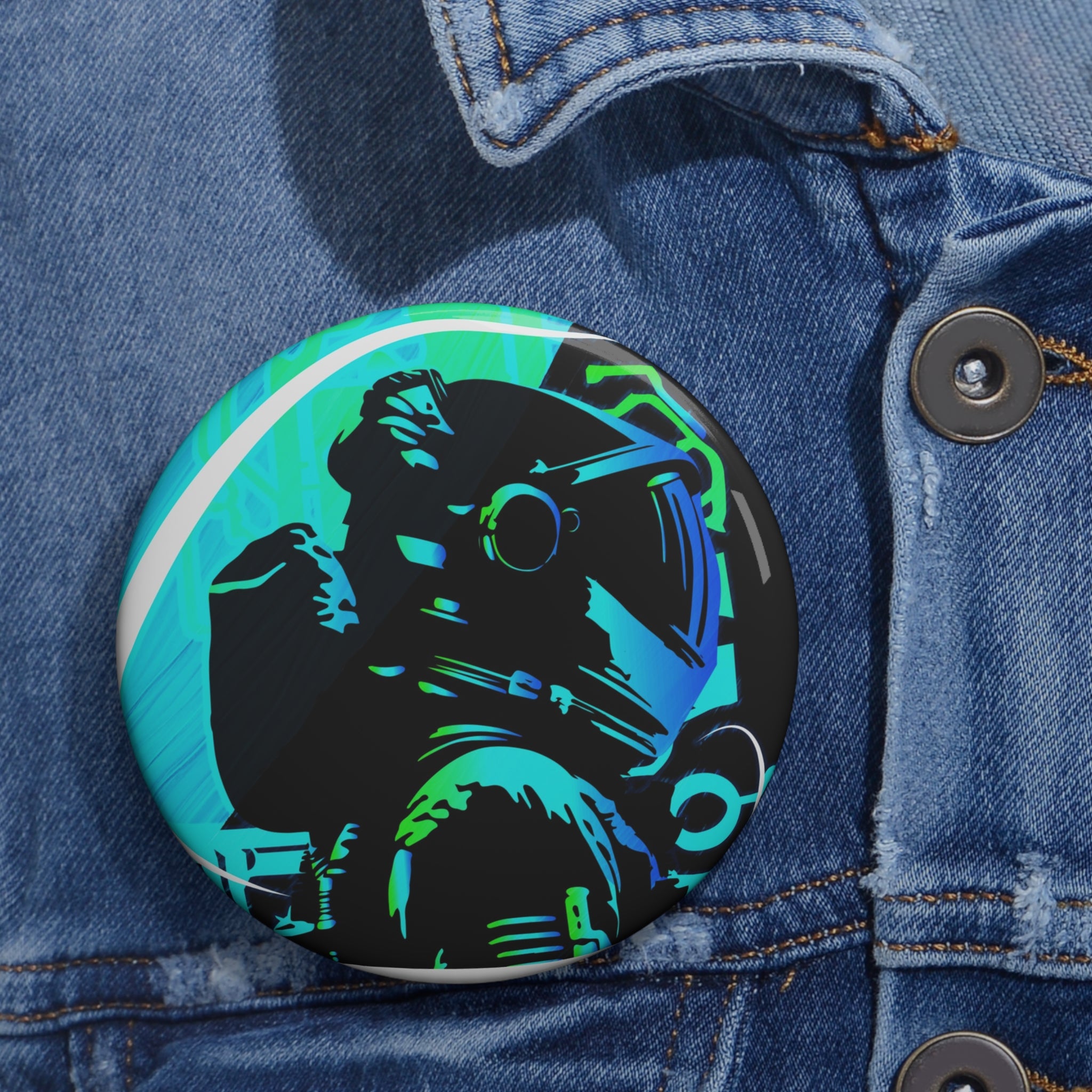 Grunge Paint Blast Pin - Splatter Astronaut Art Button