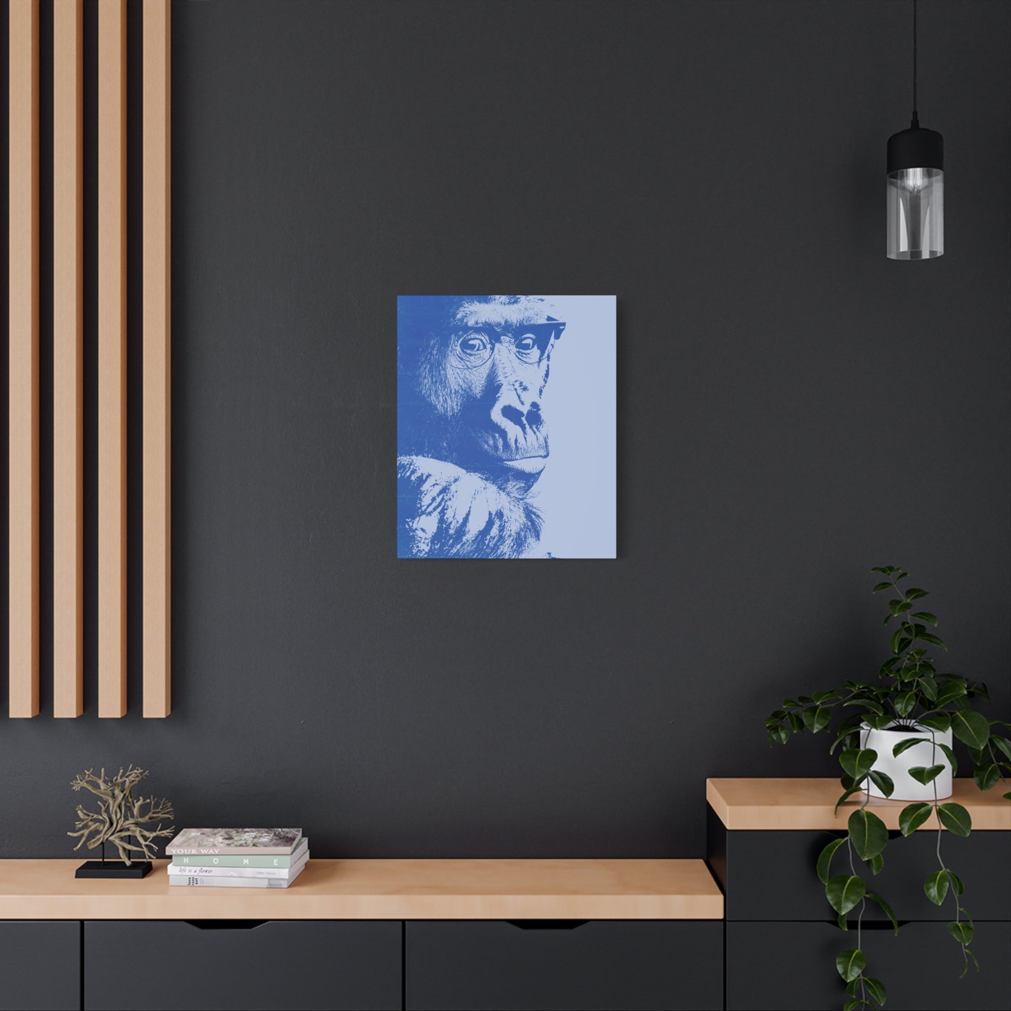 Educated Gorilla Canvas Wall Art - Abstract Modern Primate Decor