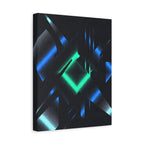 Abstract Techno Blue Canvas Wall Art - Digital Glitch Decor