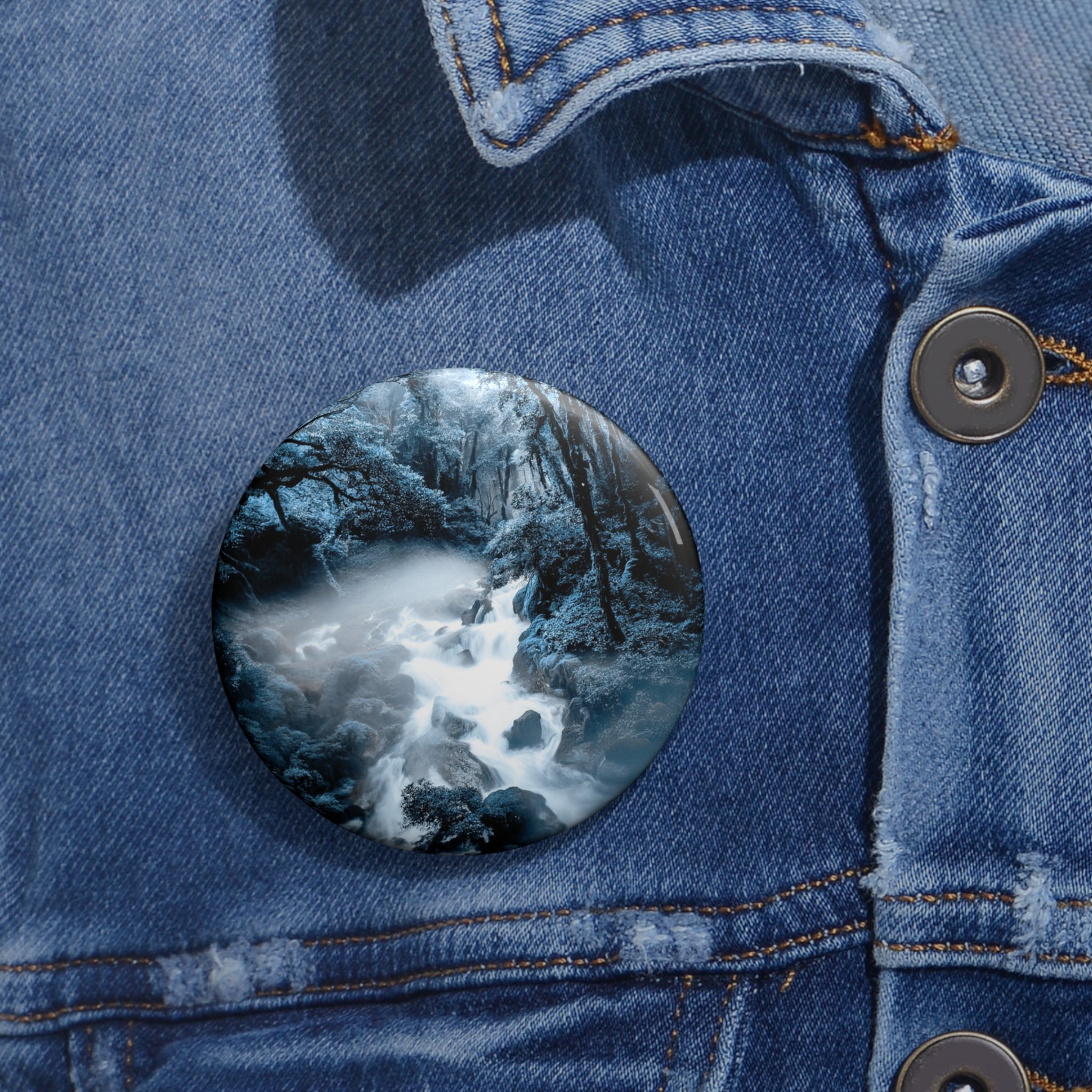 Frozen Forest Pin - Winter Landscape Art Button