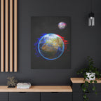 Earth Glitched Canvas Wall Art - Digital Glitch Futuristic World