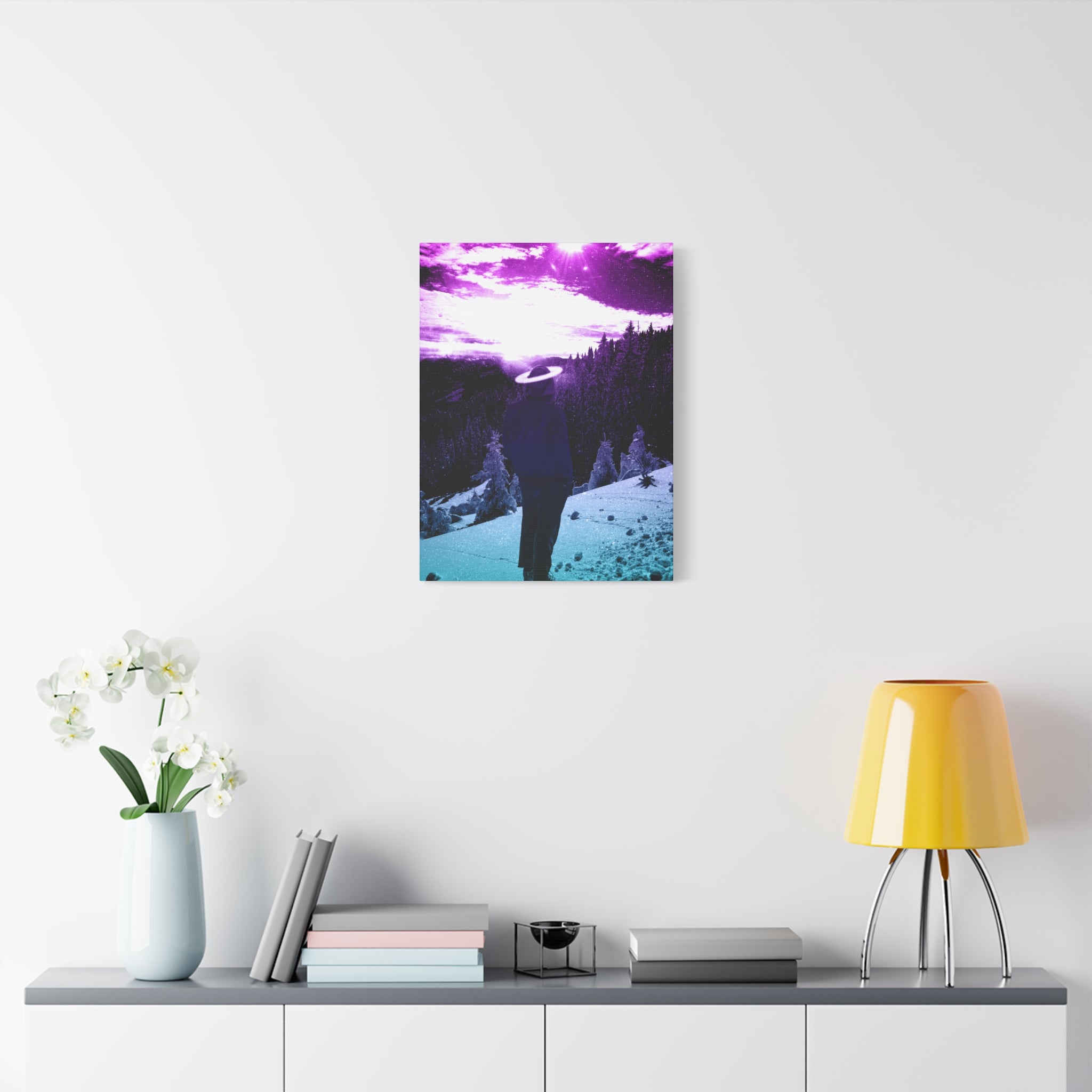 Winter Aurora Light Snowy Forest Canvas Art | Northern Lights Arctic Landscape Wall Decor