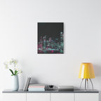 Cyberpunk Harbor Canvas Wall Art - Futuristic Sci-Fi City Decor