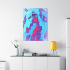 Retro Ice Cave Canvas Wall Art - Cool-Toned Glitch Winter Decor
