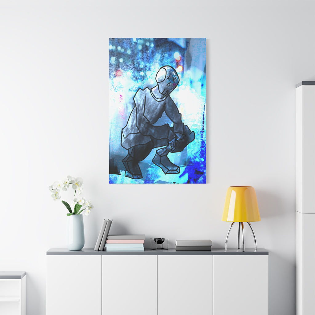 Robot Man Canvas Wall Art - Cyberpunk Android Dystopian Decor
