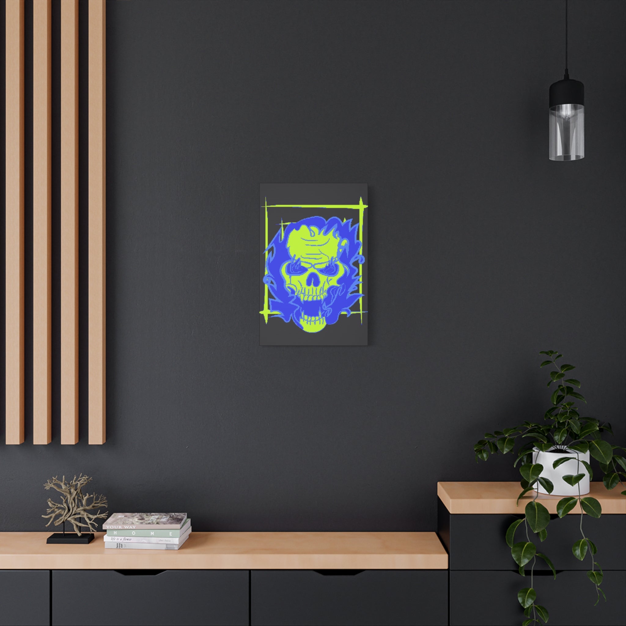 Skull of Mental Fire Canvas Wall Art - Psychedelic Gothic Decor