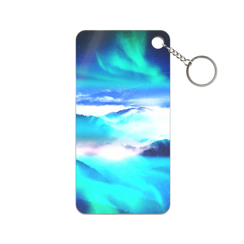 Starry Mountain Sky Keychain - Aurora Borealis Acrylic Charm