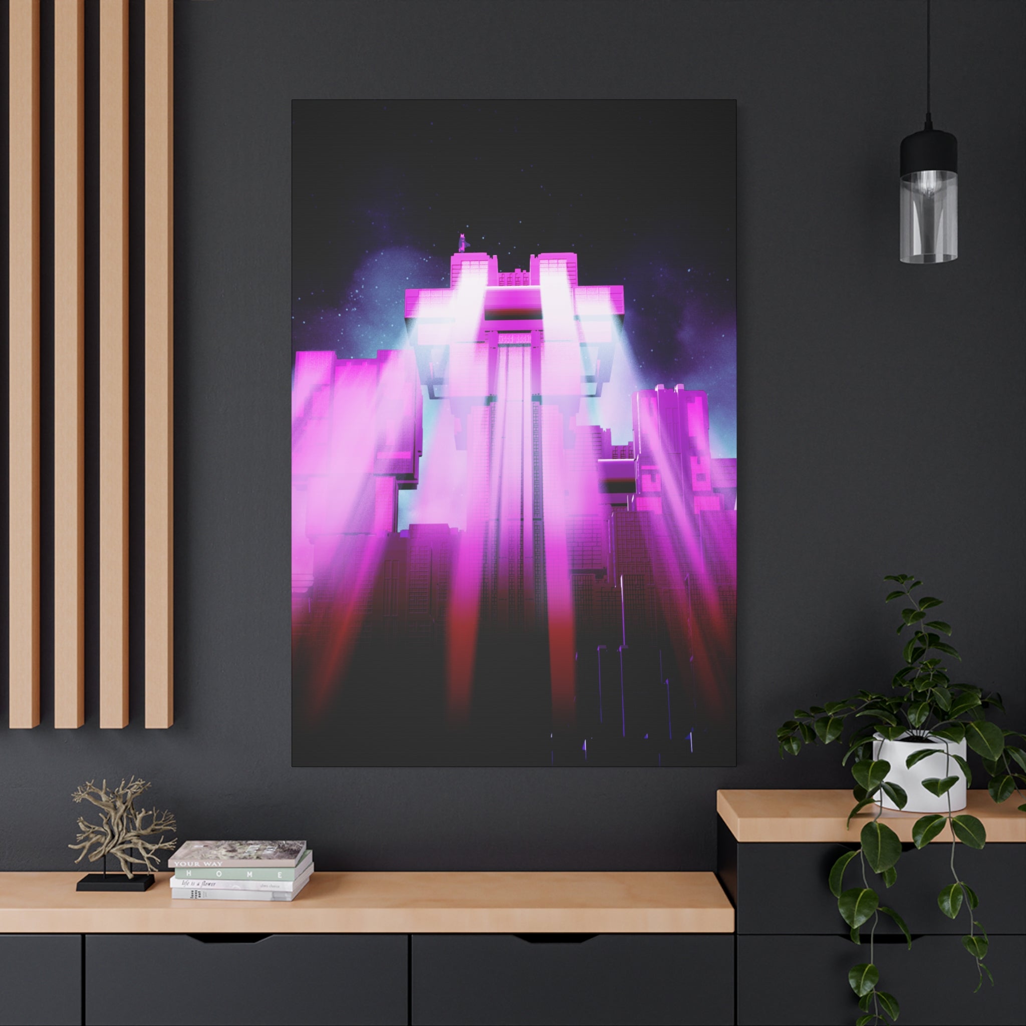 The City of Lights Vibrant Cityscape Canvas Art | Modern Neon Urban Skyline Wall Decor