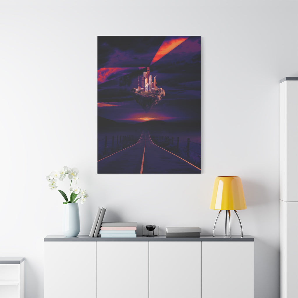 Abandoned City Canvas Wall Art - Sci-Fi Desert Ruins Decor