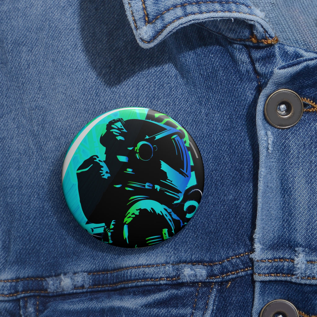 Grunge Paint Blast Pin - Splatter Astronaut Art Button