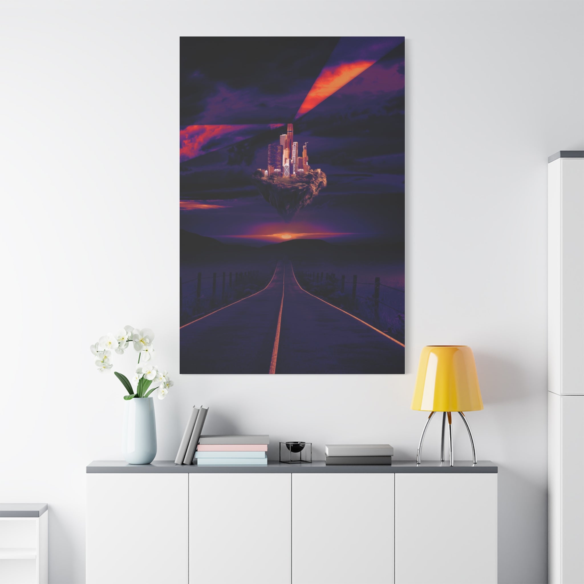 Abandoned City Canvas Wall Art - Sci-Fi Desert Ruins Decor