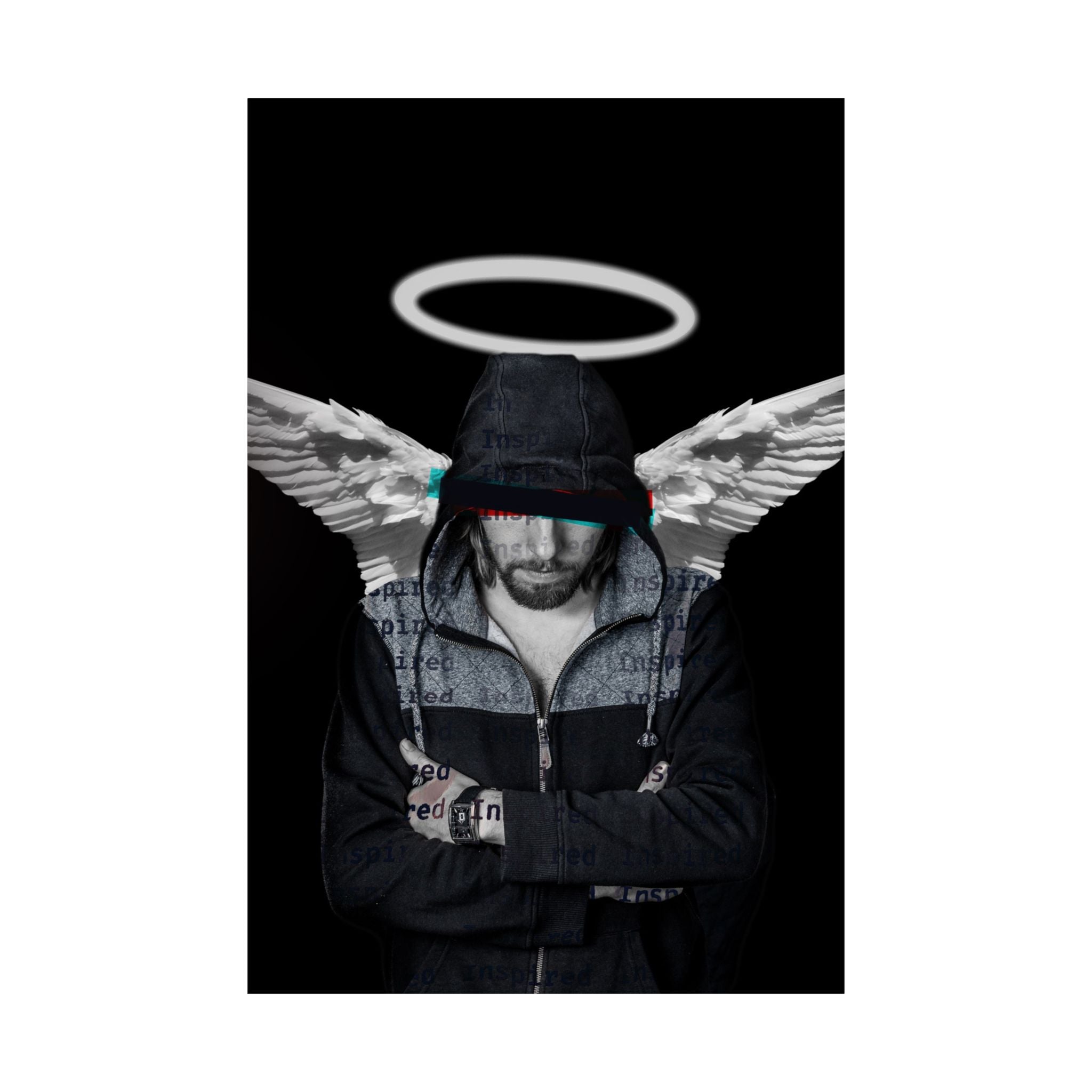 Modern Angel Poster - Black & White Geometric Wings Art Print