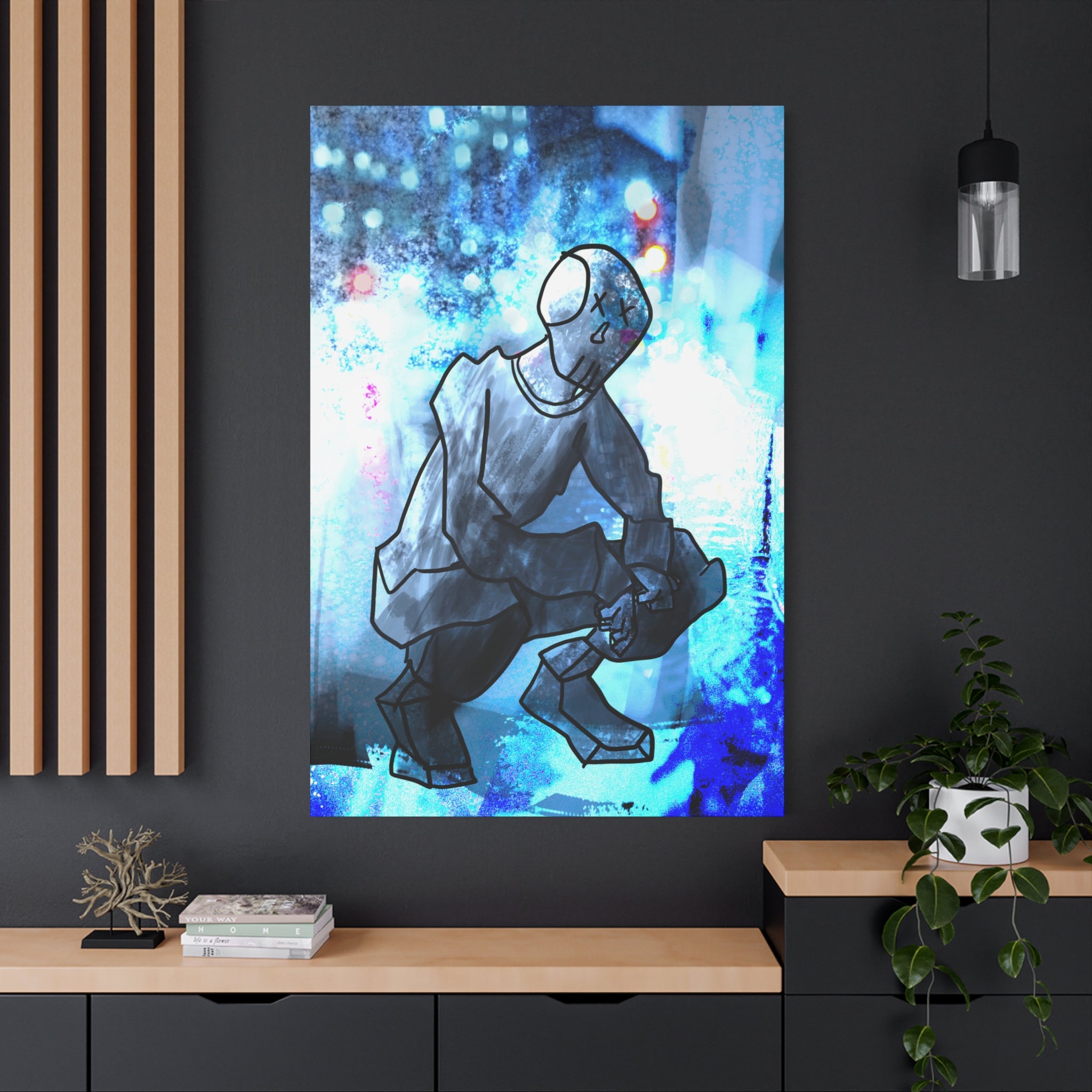 Robot Man Canvas Wall Art - Cyberpunk Android Dystopian Decor