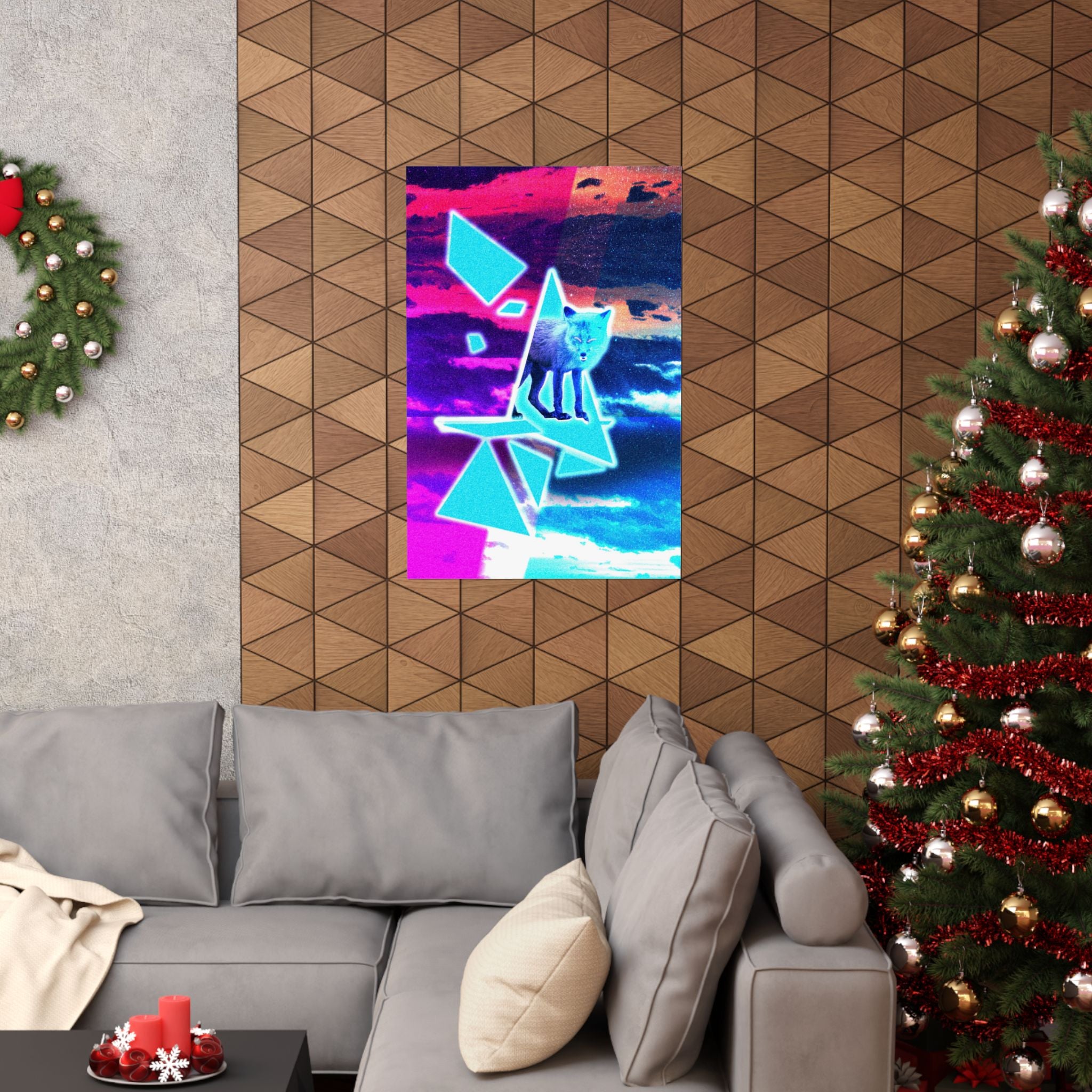 Blue Fox in Space Poster - Celestial Animal Art Print