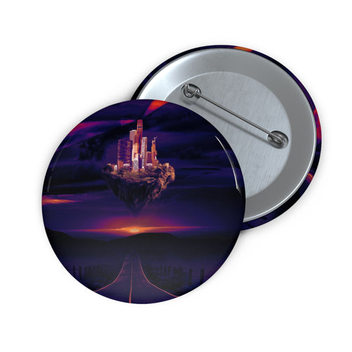 Abandoned Desert City Pin - Dystopian Landscape Button