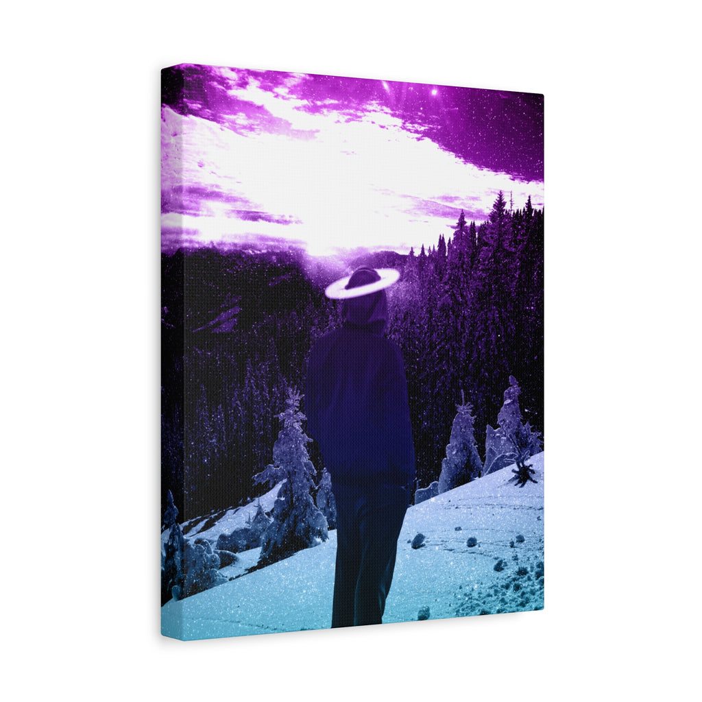 Winter Aurora Light Snowy Forest Canvas Art | Northern Lights Arctic Landscape Wall Decor