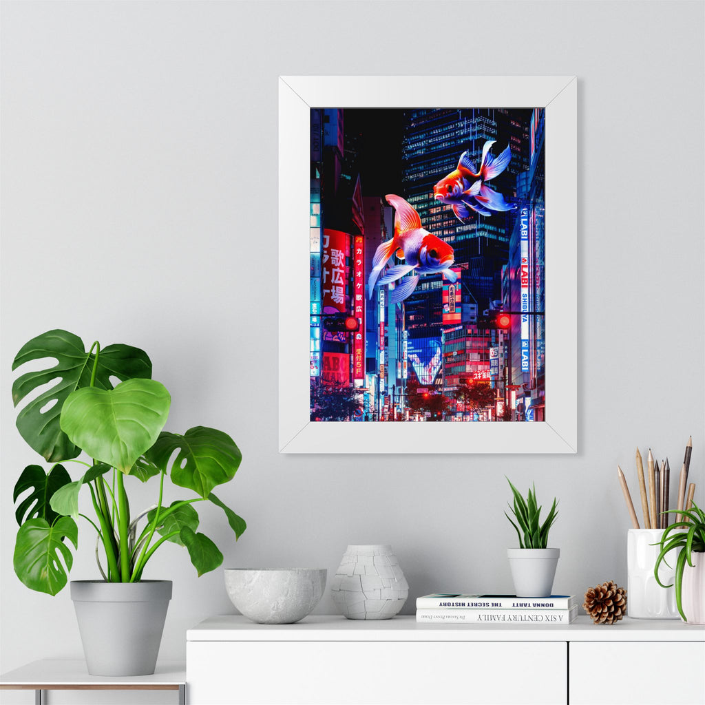 Japanese City Punk FX.2 Koi Attack Poster - Neon Urban Fantasy Art