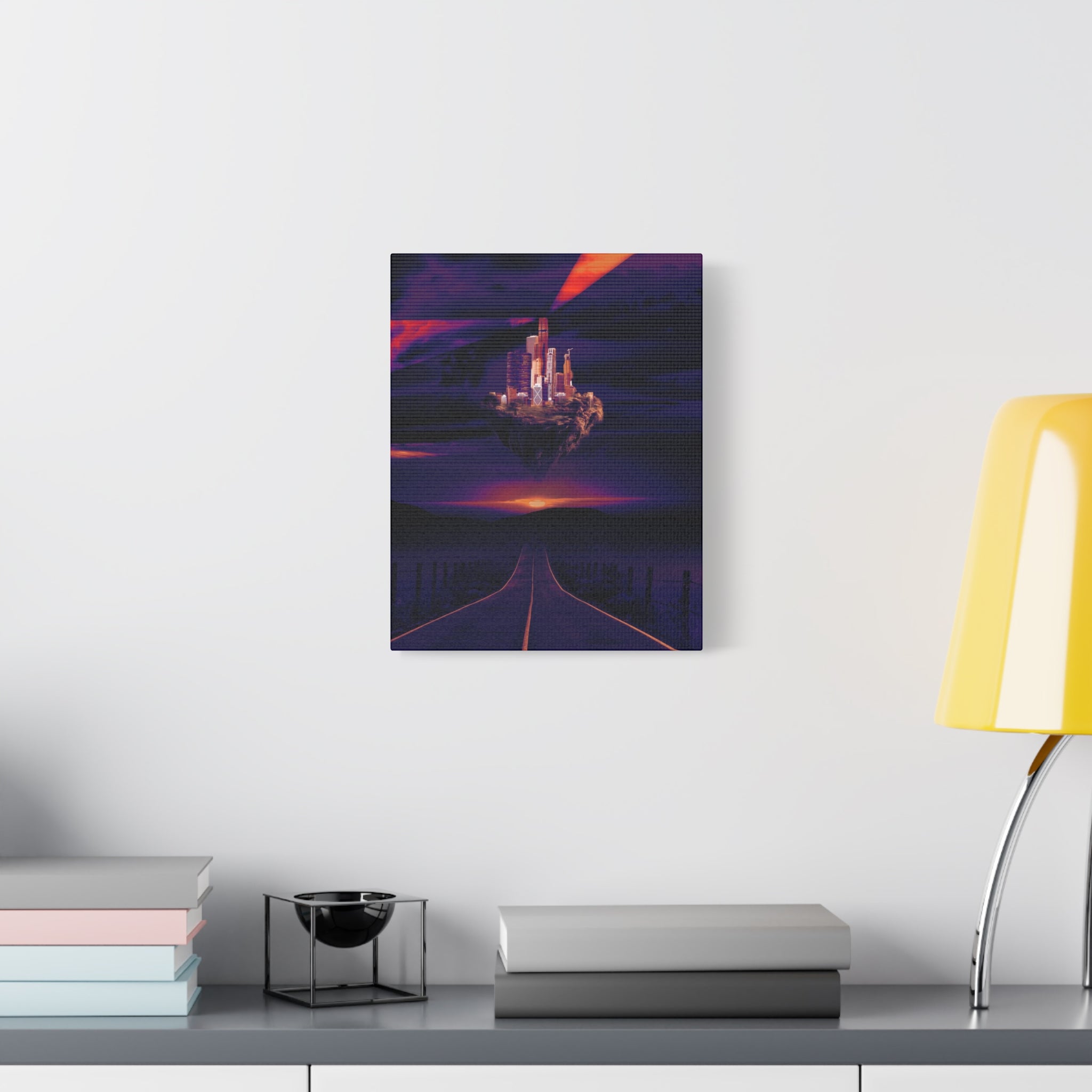 Abandoned City Canvas Wall Art - Sci-Fi Desert Ruins Decor