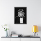 Lion in a Suit Framed Poster - Majestic Business Animal Wall Art