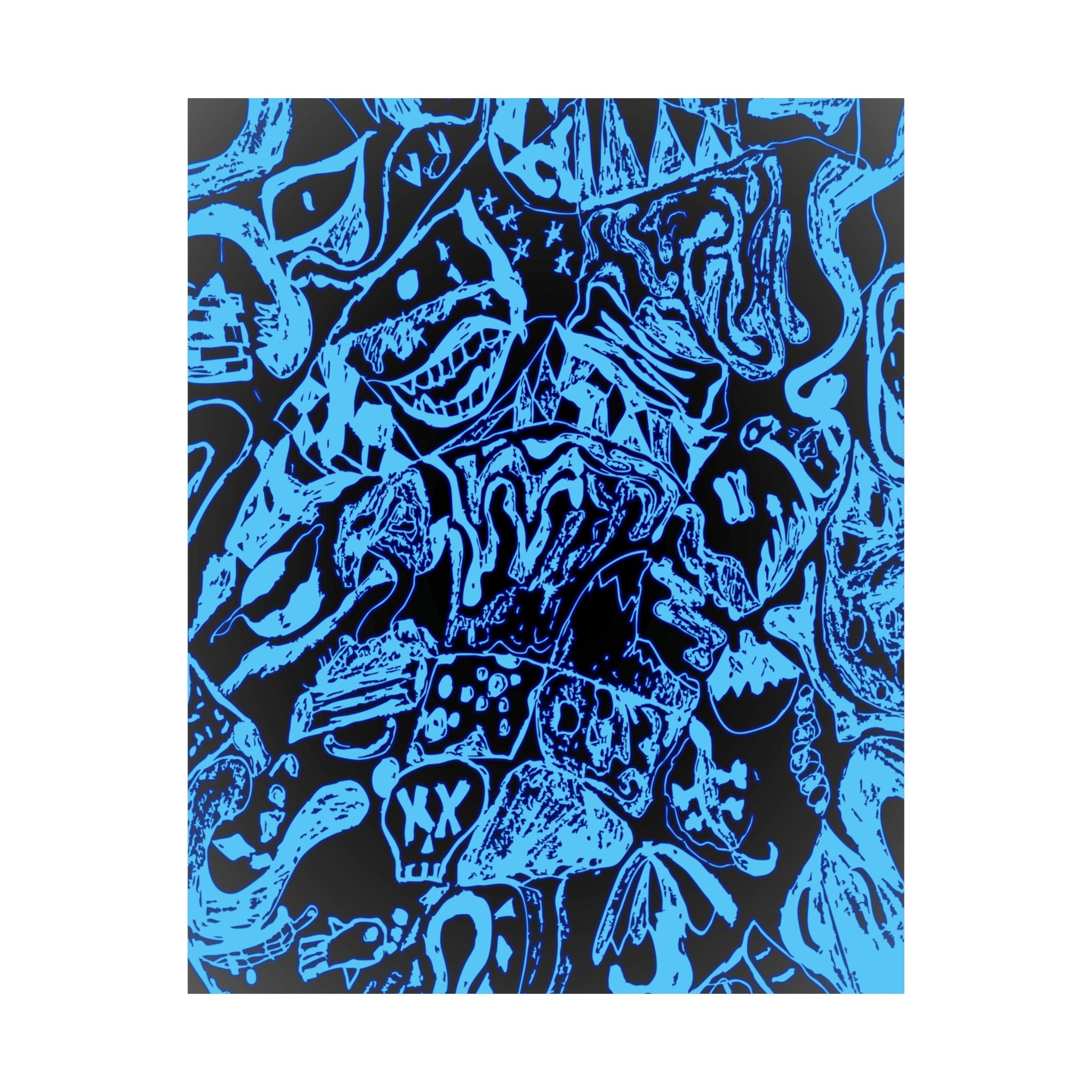 Doodles of a Lost Mind Poster - Cyan Sketchbook Doodle Art Print
