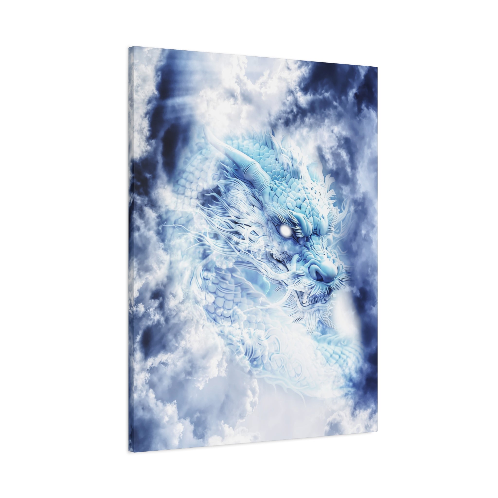 Blue Sky Dragon Canvas Wall Art - Celestial Fantasy Decor