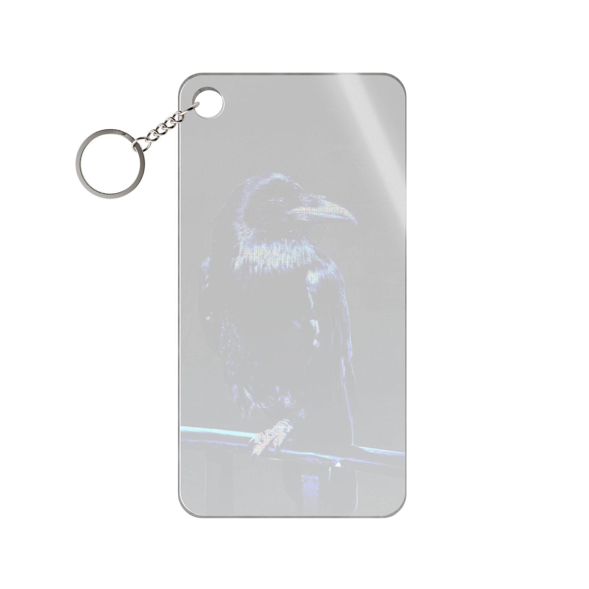 Blue Crow Keychain - Surreal Raven Acrylic Charm