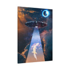 Space Lizards Canvas Wall Art - Lizard Being Abducted Ufo Decor