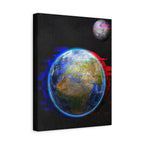 Earth Glitched Canvas Wall Art - Digital Glitch Futuristic World