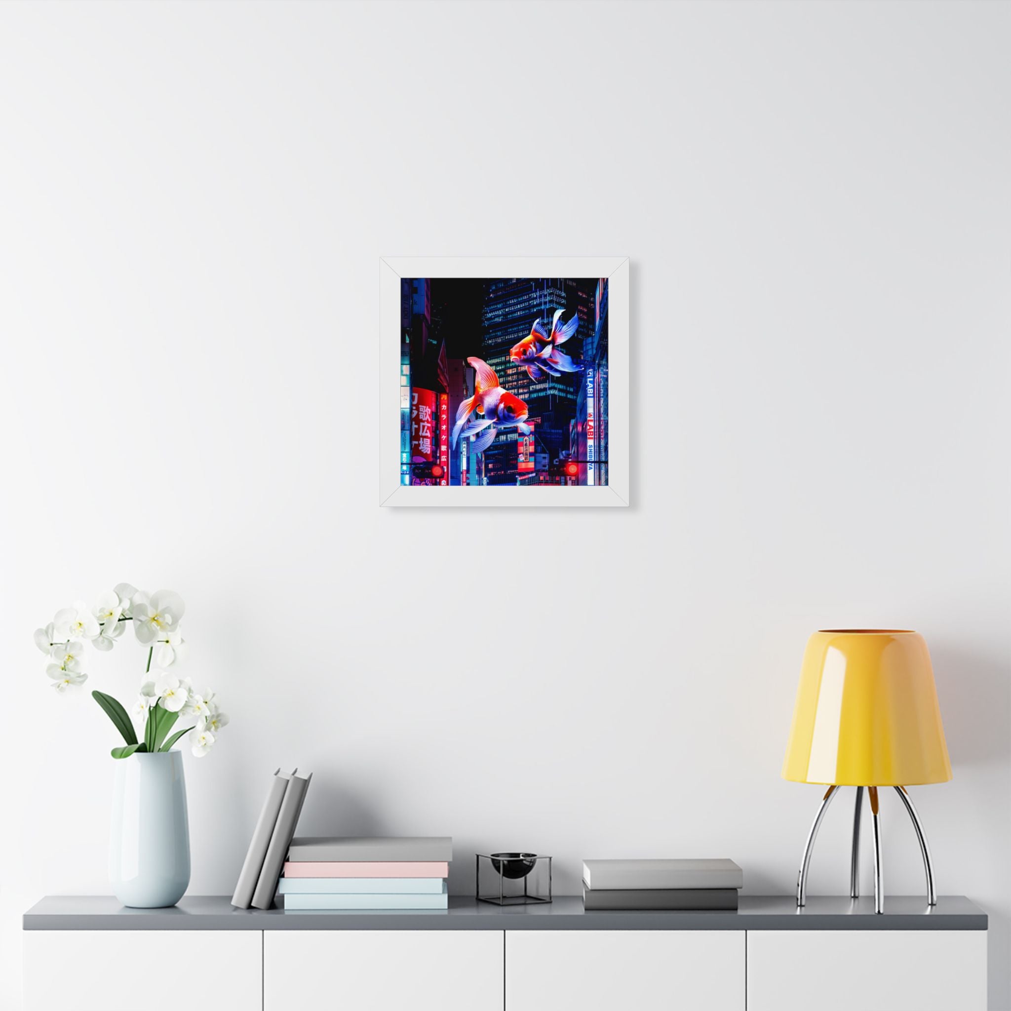 Japanese City Punk FX.2 Koi Attack Poster - Neon Urban Fantasy Art