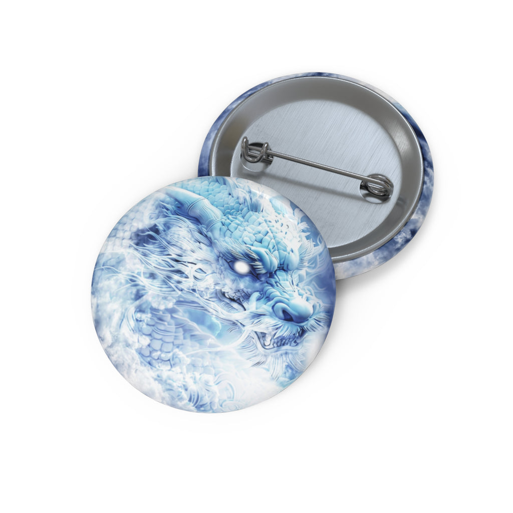 Blue Sky Flying Dragon Pin - Majestic Fantasy Art Button