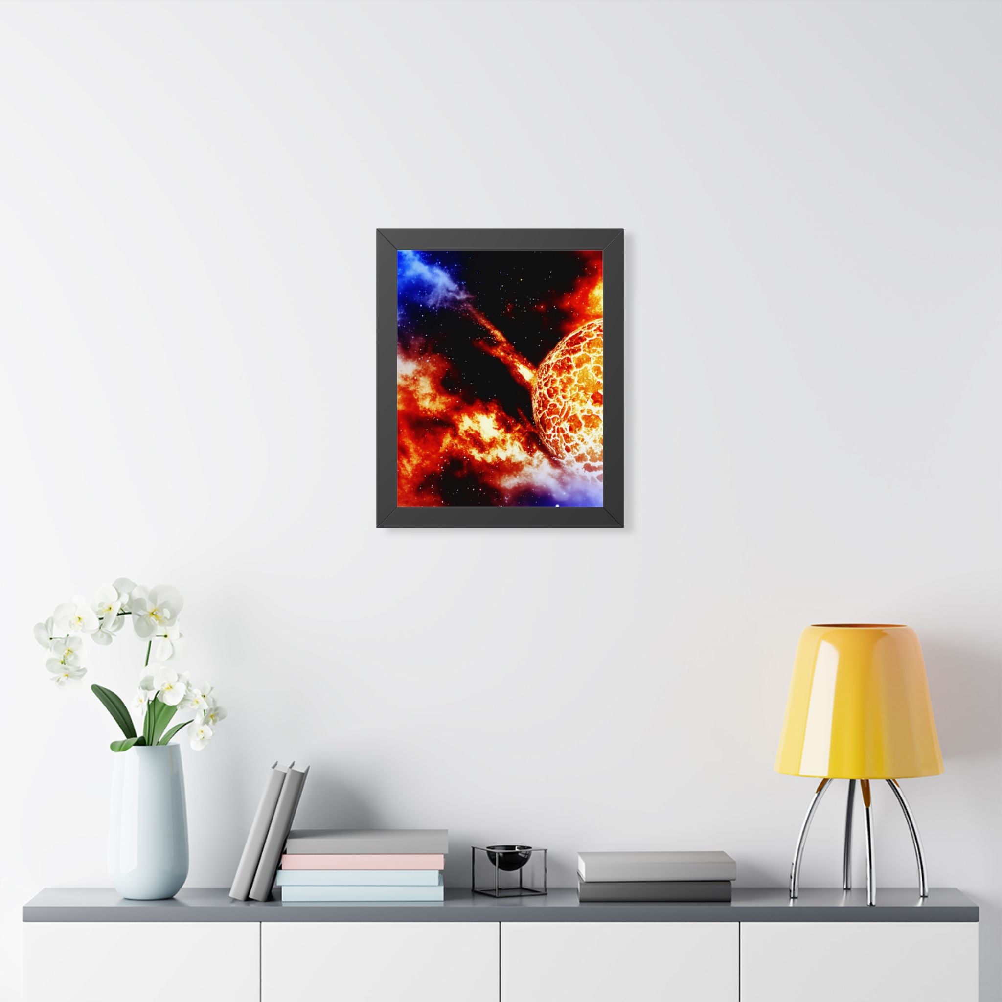 Solar Blast Framed Poster - Cosmic Nebula Space Wall Art