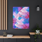 Trippy Pink and Blue Fractal Canvas Art | Surreal Abstract Sacred Geometry Wall Decor