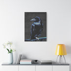 Blue Crow Canvas Wall Art - Surreal Raven Bird Decor