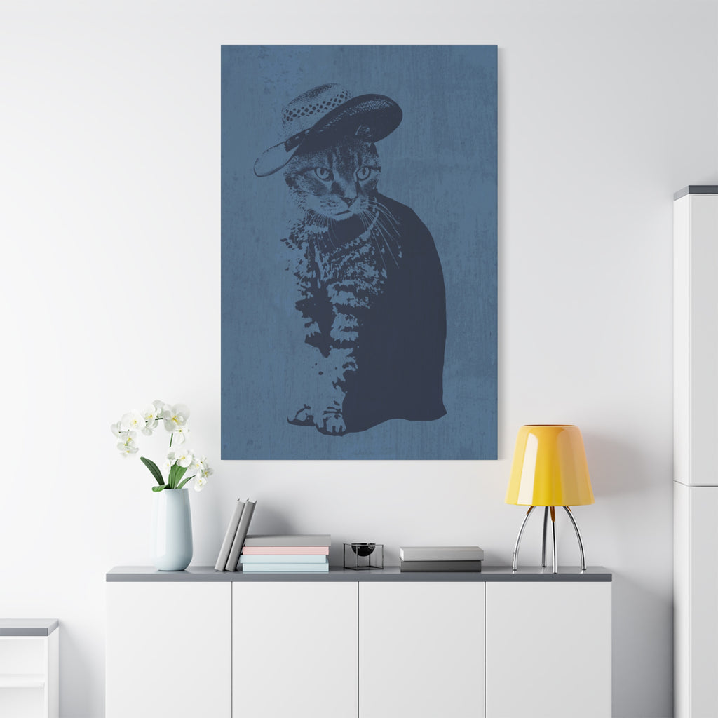 Grey Tabby Cat Canvas Wall Art - Cute Pet Portrait Decor