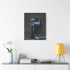 Blue Crow Canvas Wall Art - Surreal Raven Bird Decor