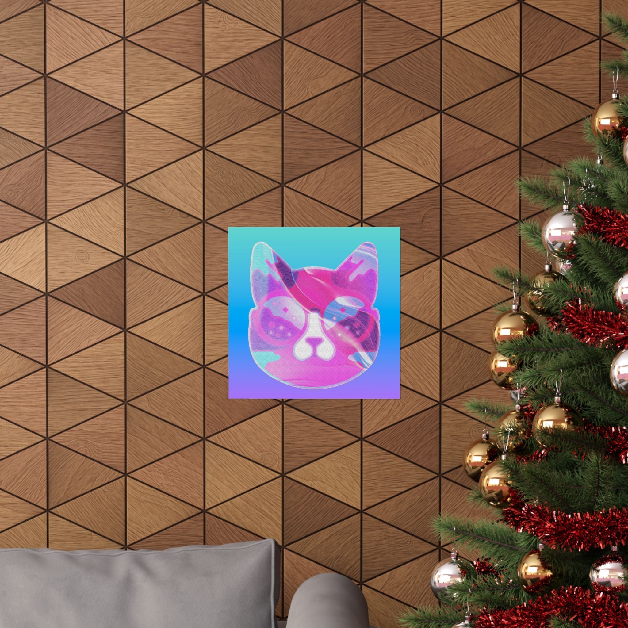 Lofi Cat Meow Poster - Retro Anime Aesthetic Art Print