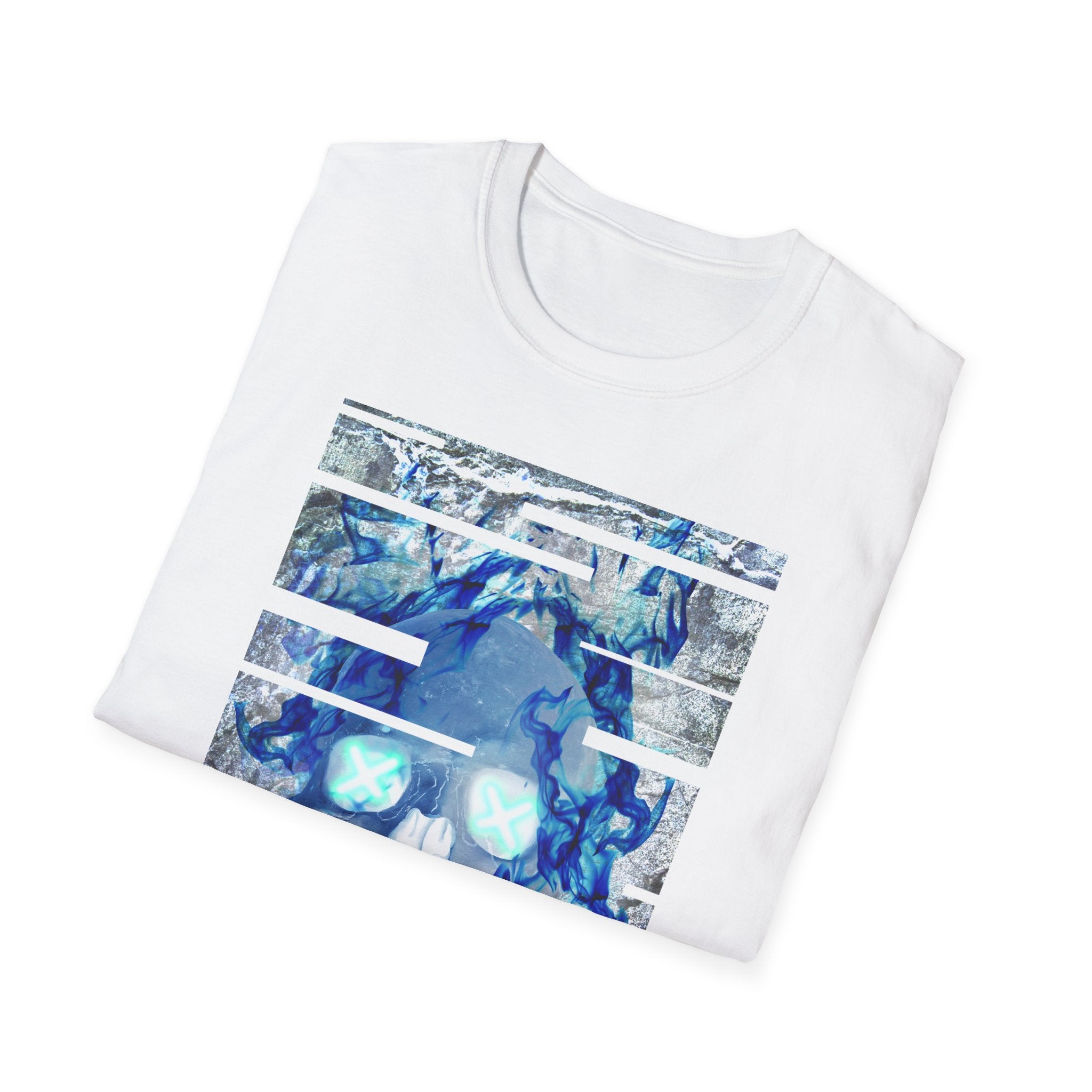Blue Flame Skull Graphic Tee - Gothic Fire Skull Shirt