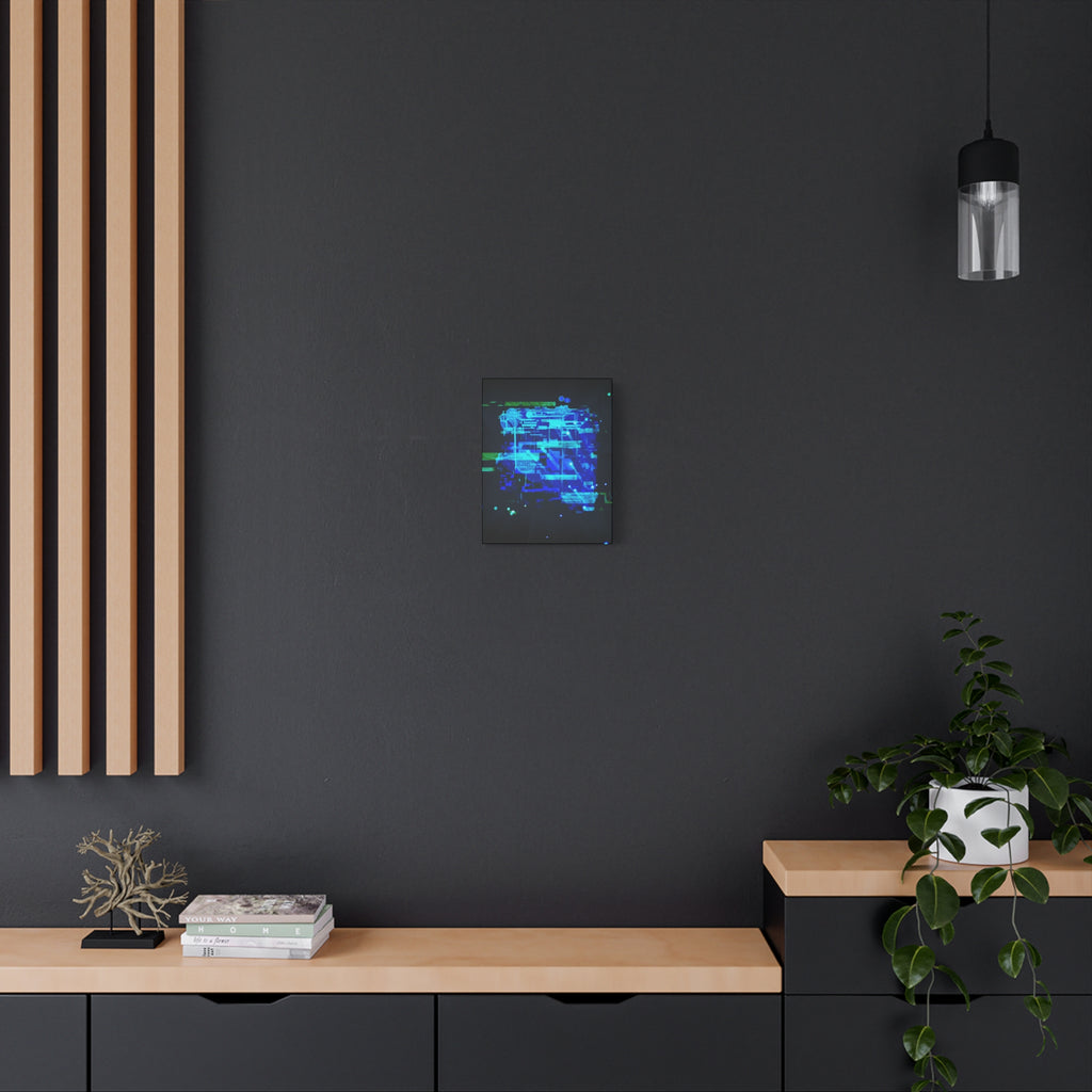 The Data Cube Sci-Fi Cyberpunk Canvas Art | Abstract Tech Futuristic Digital Wall Decor