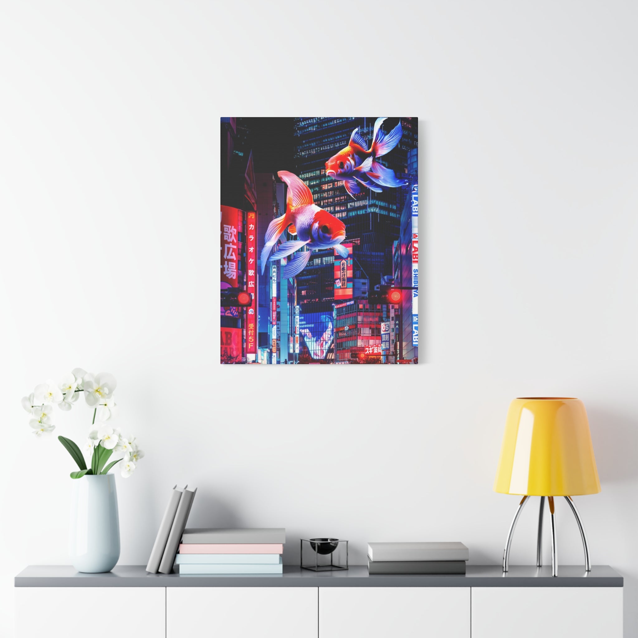 Japanese City Punk FX.2 Canvas Wall Art - Neon Japan Cyberpunk Street
