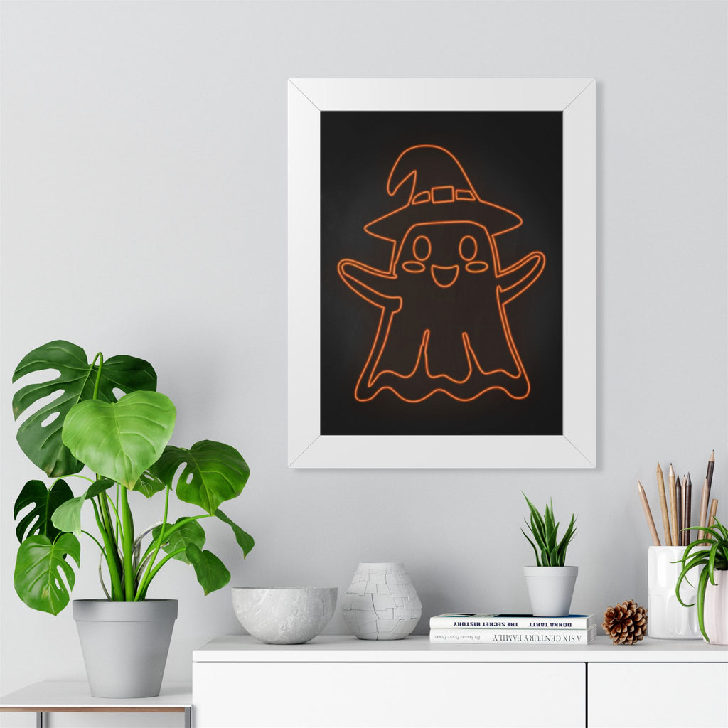 Cute Ghost Framed Poster - Halloween Kids Room Wall Art