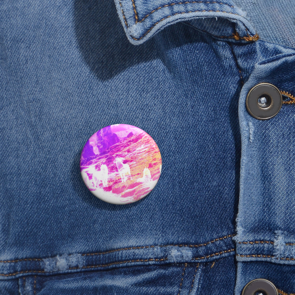 Spirit Wolf Mountain Path Pin - Group Wolves Mountain Art Button