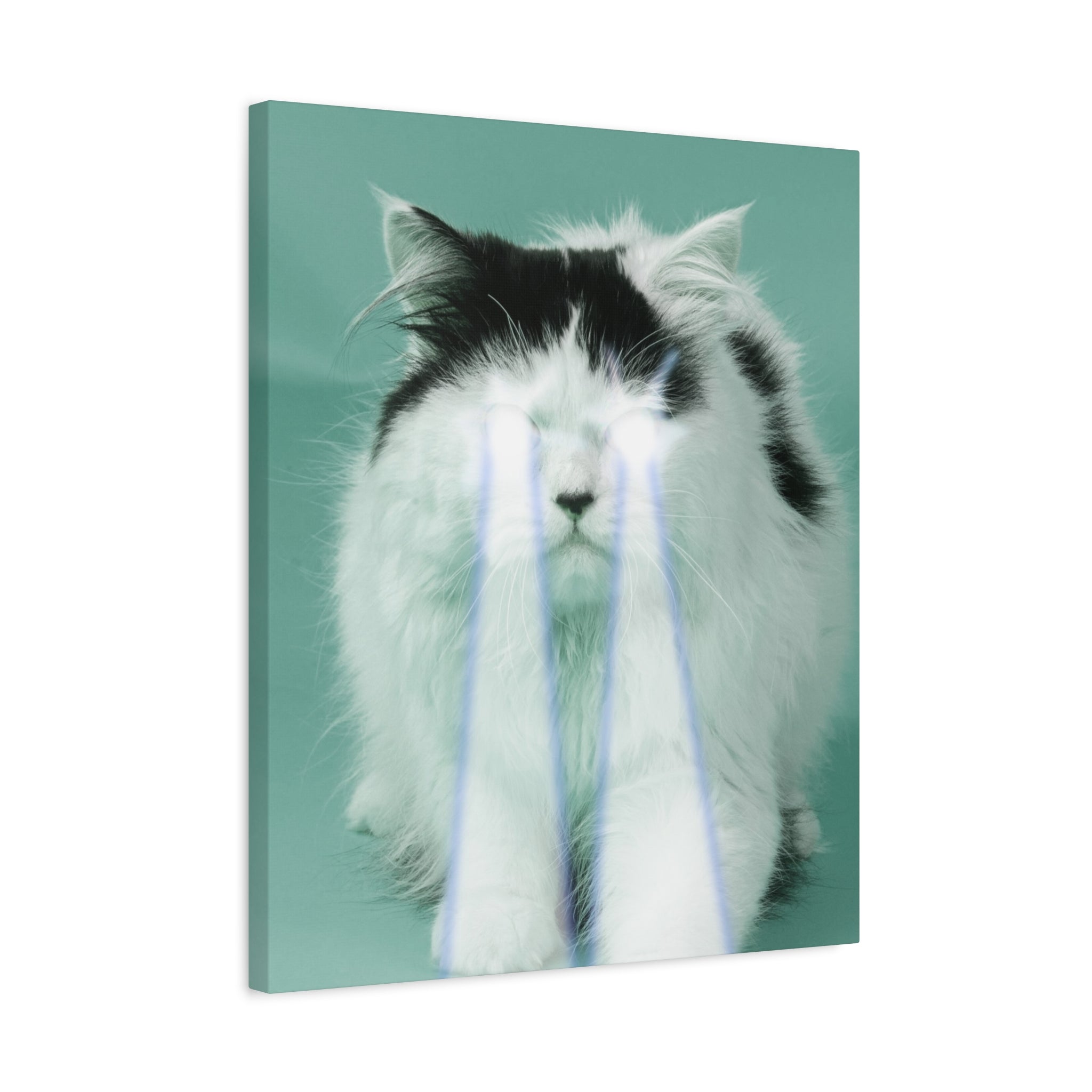 Laser Cat Canvas Wall Art - Funny Sci-Fi Space Feline Decor