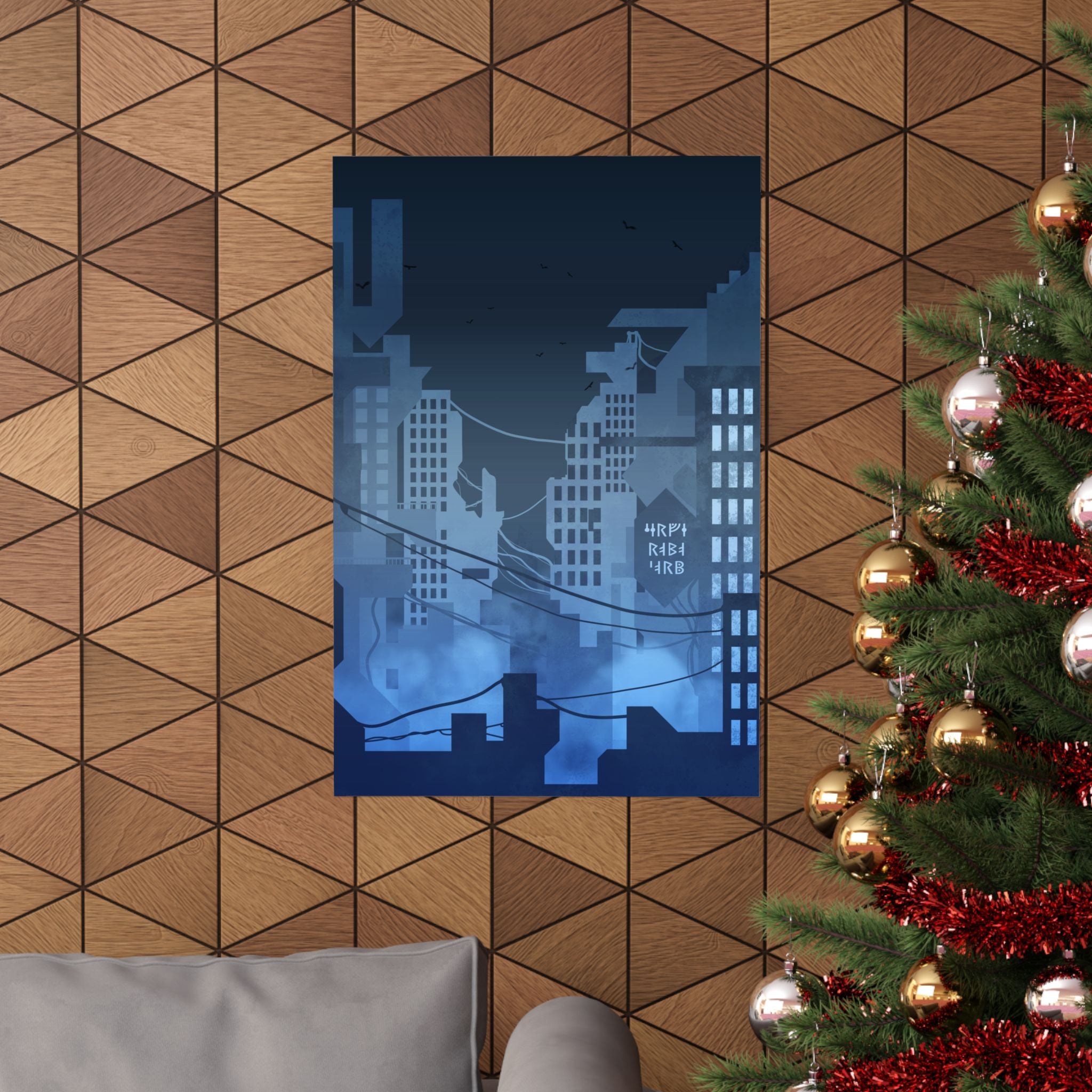 City Lights Abandoned City Poster - Cyberpunk Dystopian Art