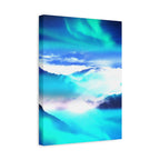 Starry Mountain Sky Canvas Wall Art - Aurora Borealis Decor