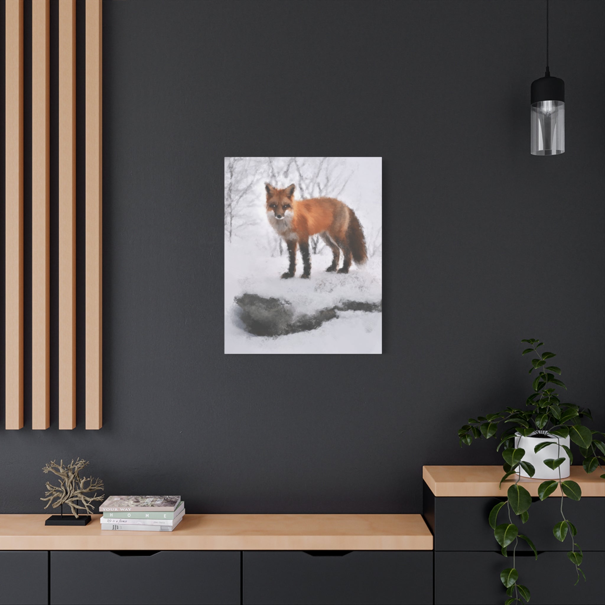 Spirit of the Fox Canvas Wall Art - Psychedelic Geometric Wildlife Decor